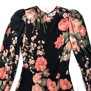 Reformation Luanne Floral Midi Dress Puff Sleeves